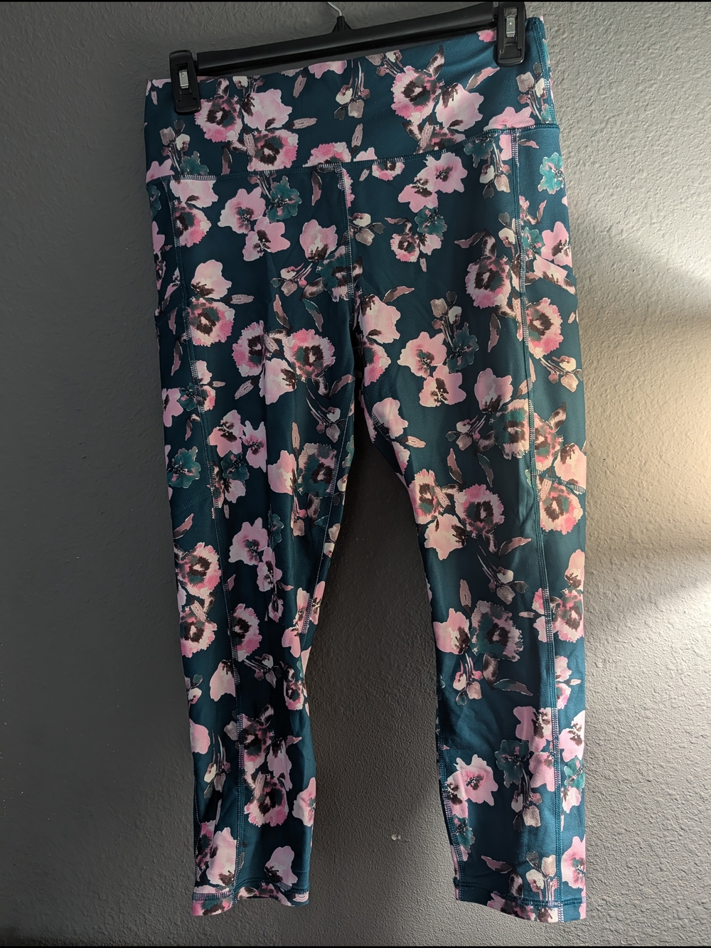 Floral Performance Leggings in Teal and Pink - Women's Activewear